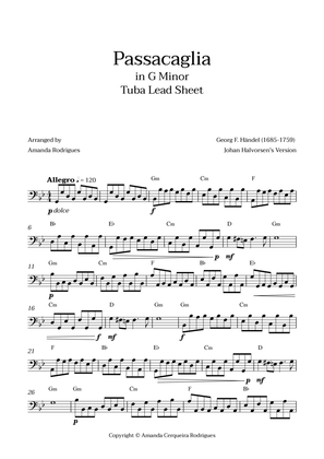 Passacaglia - Easy Tuba Lead Sheet in Gm Minor (Johan Halvorsen's Version)