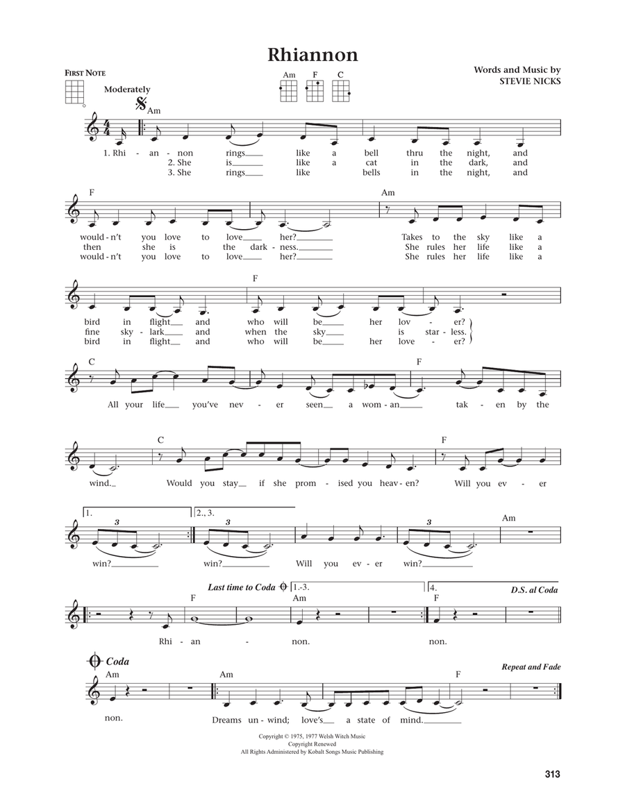 Rhiannon (from The Daily Ukulele) (arr. Jim Beloff) Ukulele scores gallery preview page 1
