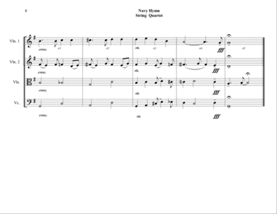 Navy Hymn (Eternal Father, Strong to Save) - String Quartet - Intermediate String Quartet scores gallery preview page 6