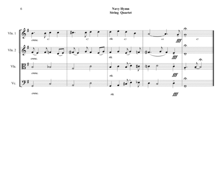 Navy Hymn (Eternal Father, Strong to Save) - String Quartet - Intermediate image number null