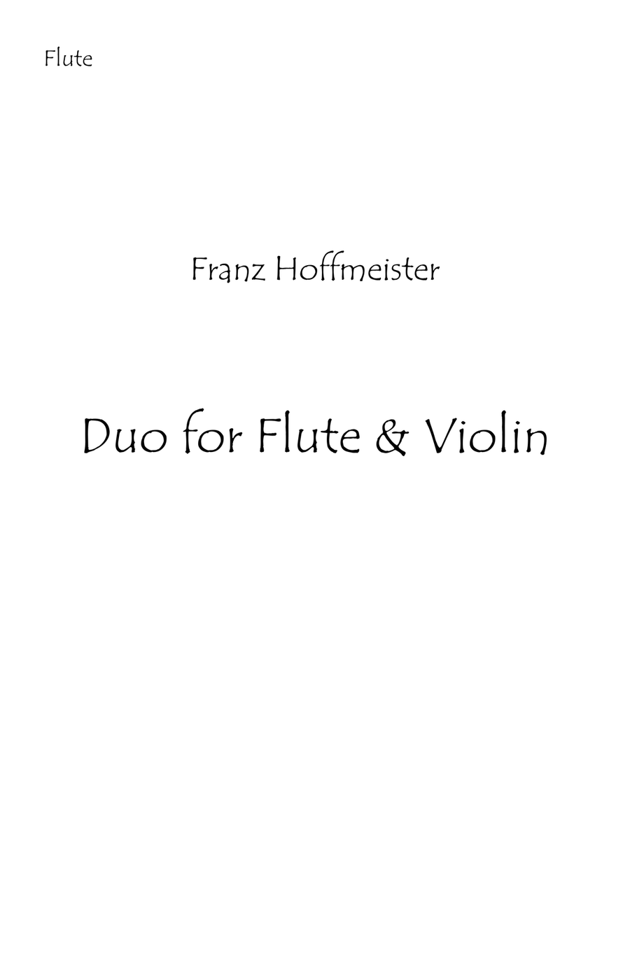 Hoffmeister Duet for Flute & Violin in G Hoffmeister Duet for Flute & Violin in G Flute scores gallery preview page 2