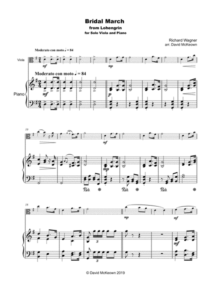 Bridal March, "Here Comes The Bride", for Solo Viola and Piano image number null