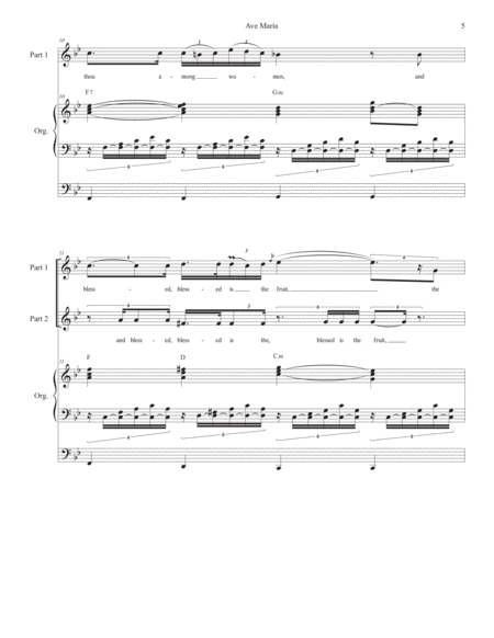 Ave Maria (for 2-part choir - English Lyrics - High Key) - Organ Accompaniment image number null