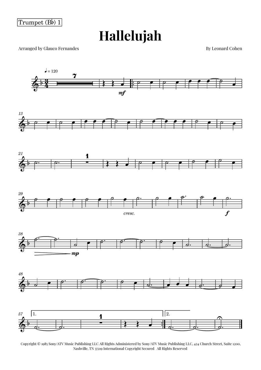 Hallelujah Brass Quintet scores gallery preview page 3