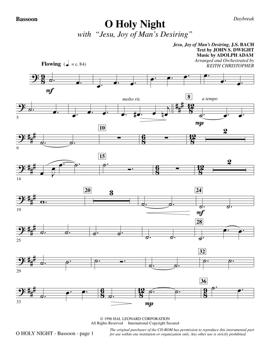 O Holy Night (with "Jesu, Joy of Man's Desiring") - Bassoon