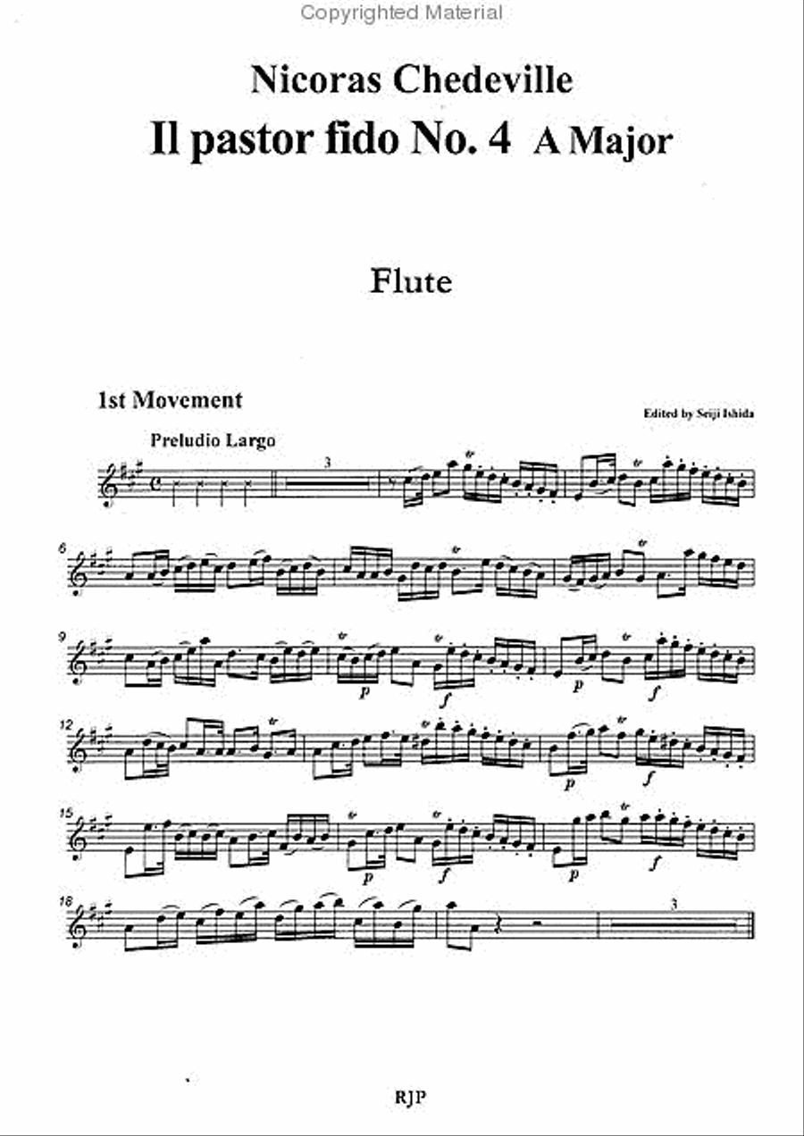Il pastor fido No. 4 in A Major Flute scores gallery preview page 2