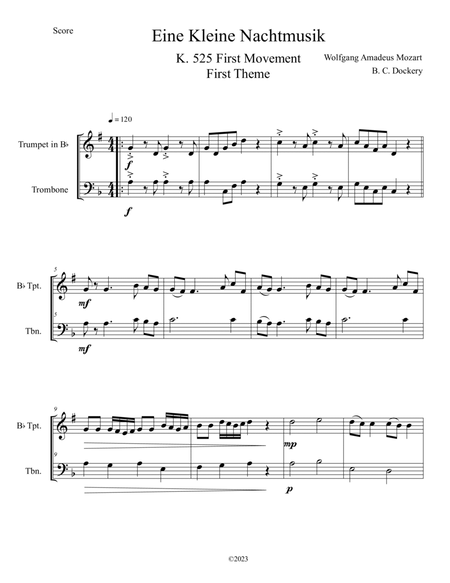 Eine Kleine Nachtmusik (A Little Night Music) for Trumpet and Trombone Duet image number null