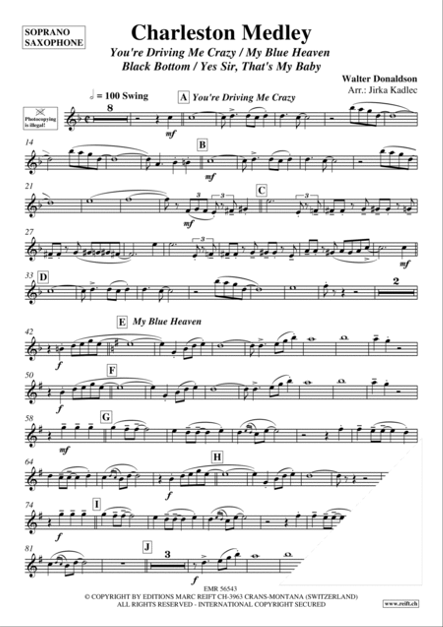 Charleston Medley Soprano Saxophone scores gallery preview page 3