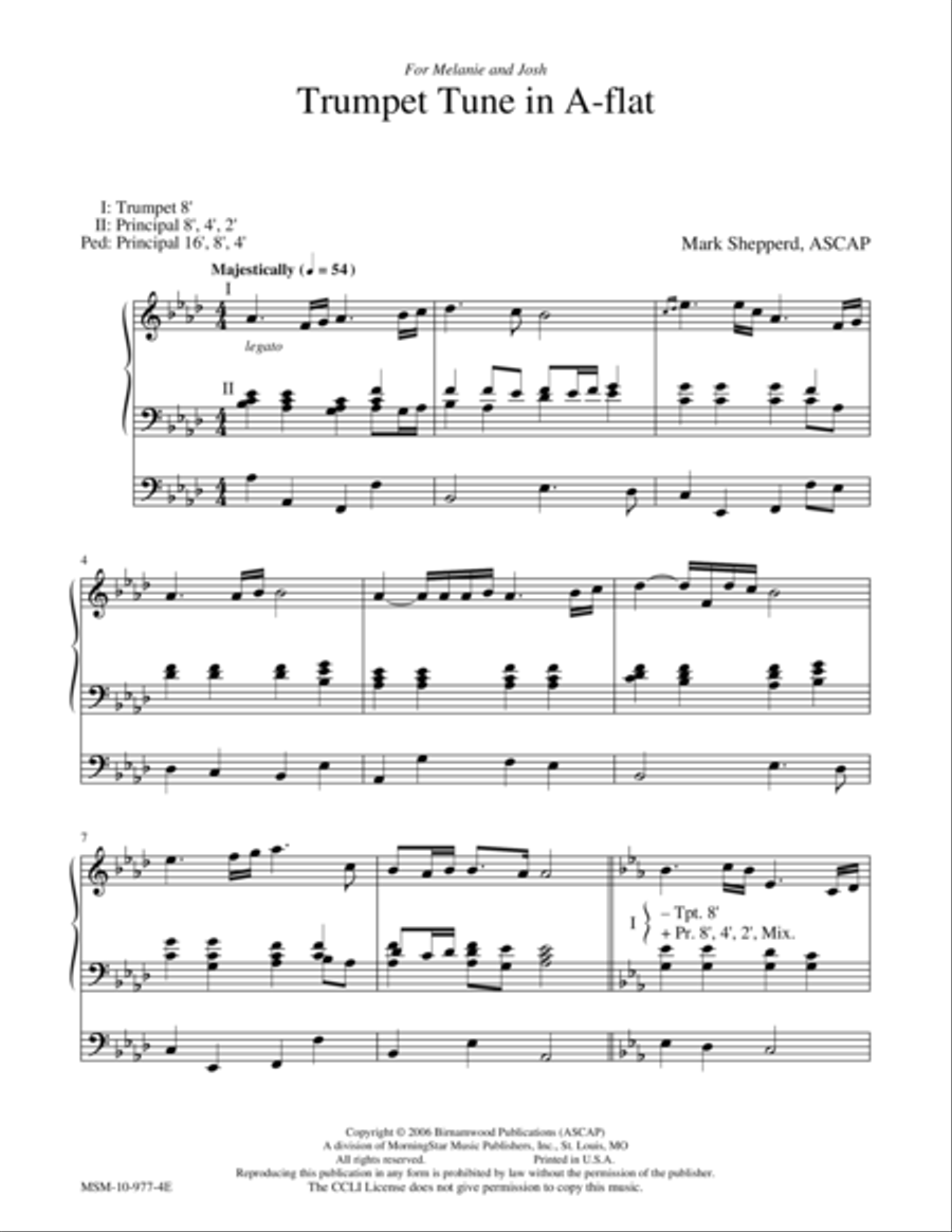 Trumpet Tune in A-flat Trumpet Tune in A-flat Trumpet scores gallery preview page 1