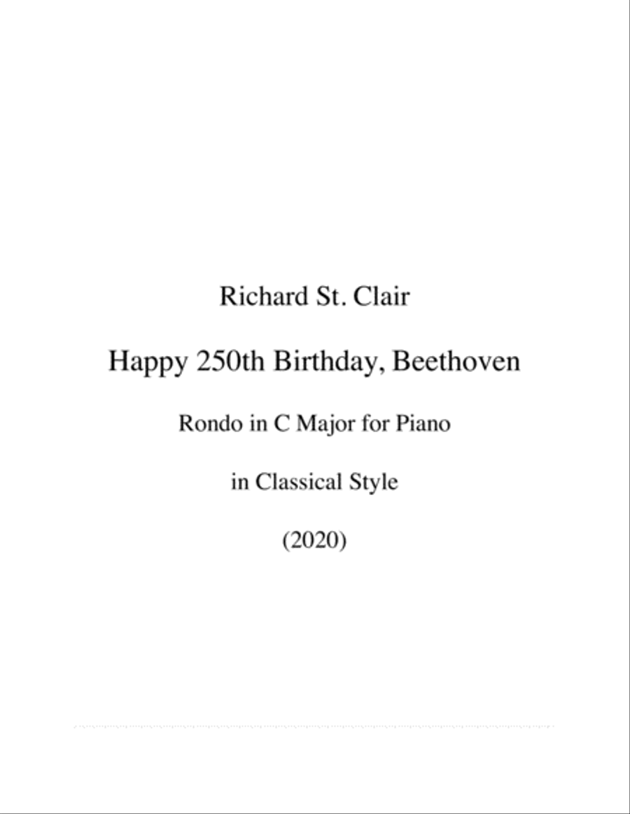 Happy 250th Birthday, Beethoven - Rondo in C Major in Classical Style (2020) Piano Solo scores gallery preview page 1