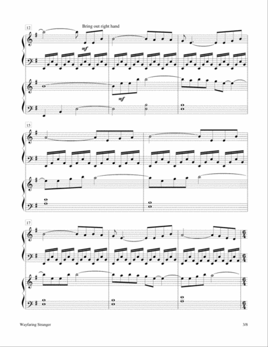 Wayfaring Stranger (2 Pianos, 4 Hands Duet) 2 Pianos, 4-Hands scores gallery preview page 3