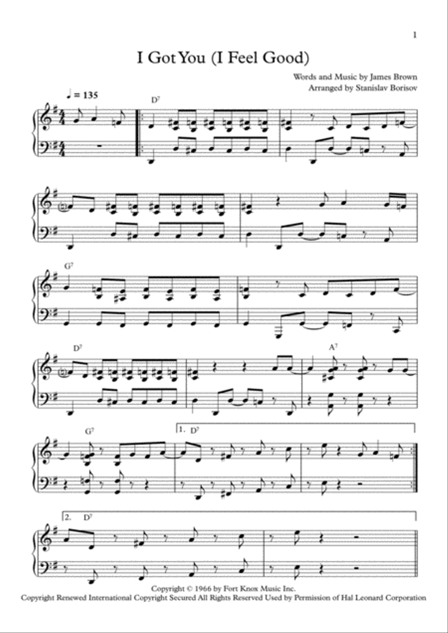 I Got You (I Feel Good) Piano Solo scores gallery preview page 1