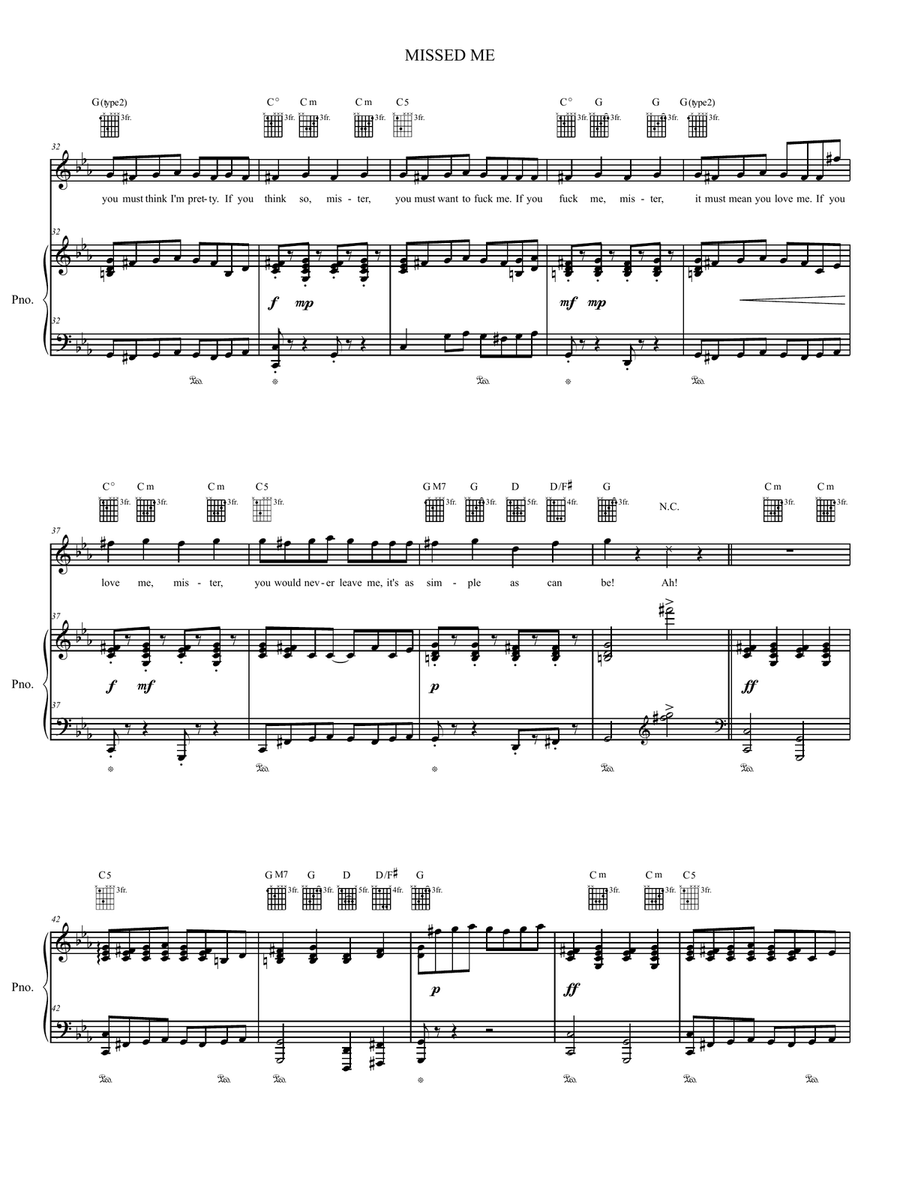Missed Me Piano, Vocal, Guitar scores gallery preview page 3