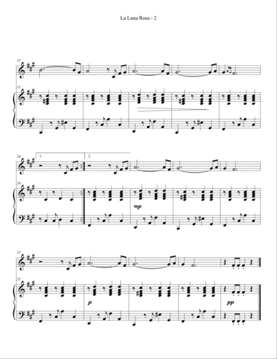 La Luna Rosa for Trumpet and Piano Trumpet Solo scores gallery preview page 2