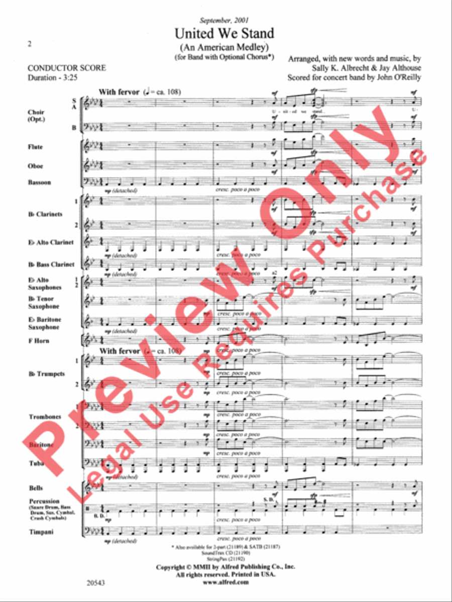 United We Stand (An American Medley) Concert Band scores gallery preview page 3