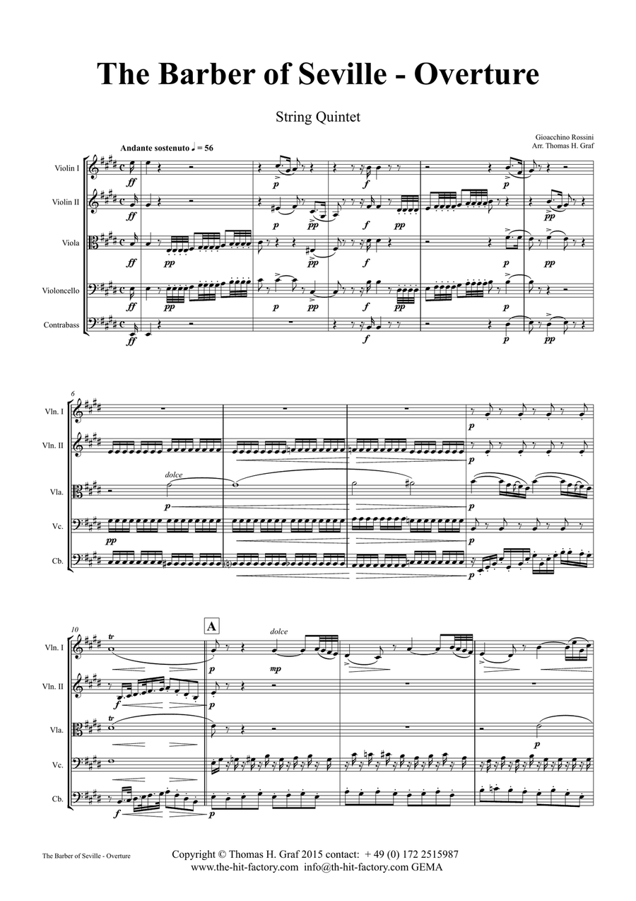 The Barber of Seville - Overture - String Quintet - E String Orchestra scores gallery preview page 2