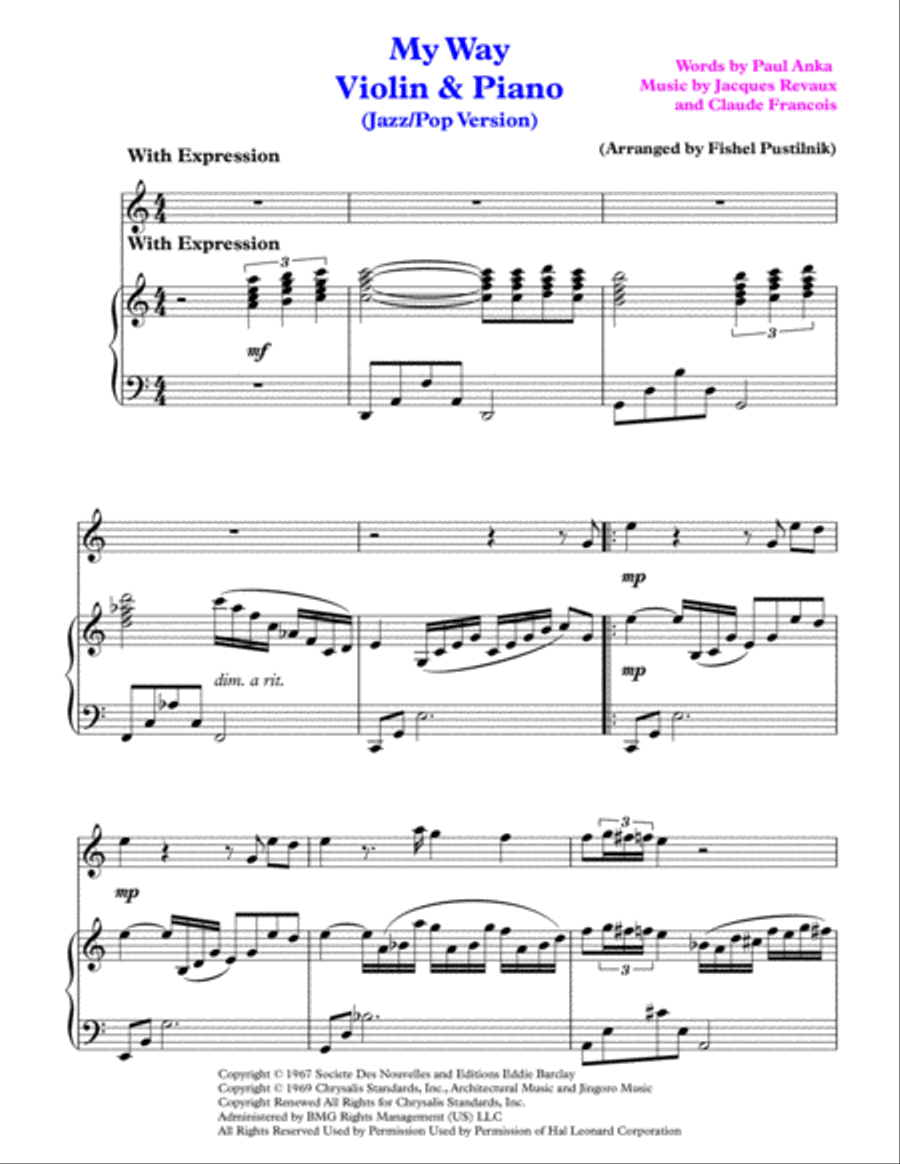 My Way Violin Solo scores gallery preview page 2