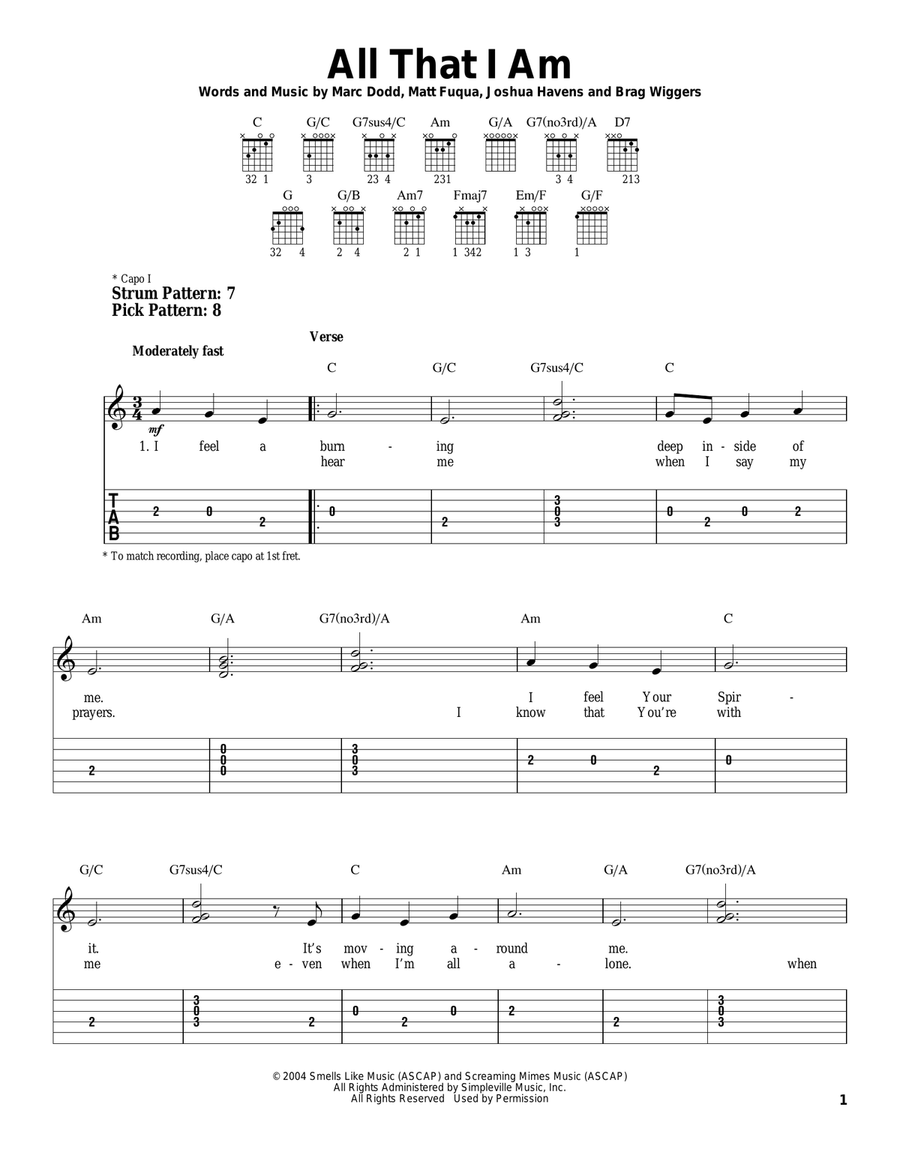 All That I Am All That I Am Guitar Tablature scores gallery preview page 1