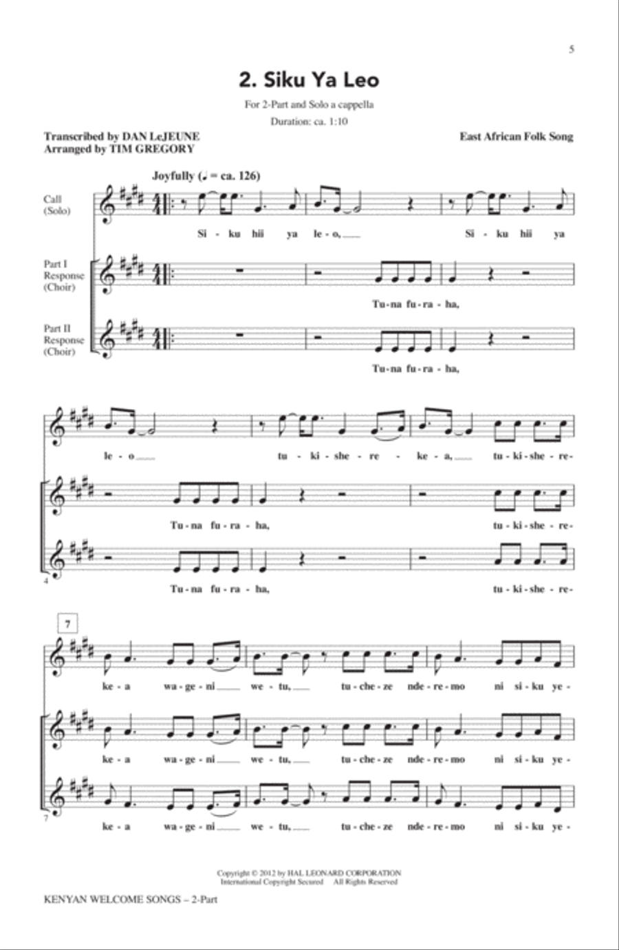 Karibu Wageni (Welcome Visitors) A Cappella scores gallery preview page 3