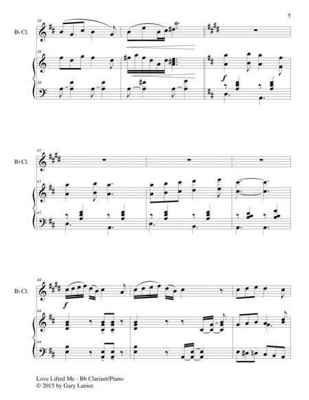 LOVE LIFTED ME (Duet – Bb Clarinet and Piano/Score and Parts) image number null