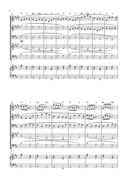 Canon in D - Johann Pachelbel for Brass Quintet with piano and chords. image number null