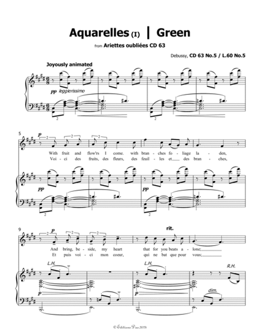 Aquarelles I(Green), by Debussy, CD 63 No.5, in E Major