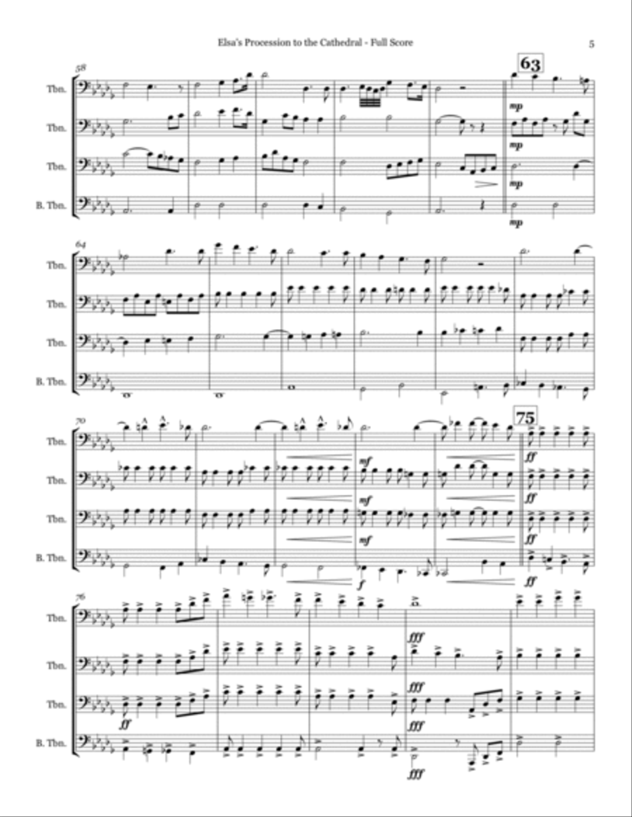 Elsa's Procession to the Cathedral - Trombone Quartet Trombone Quartet scores gallery preview page 5