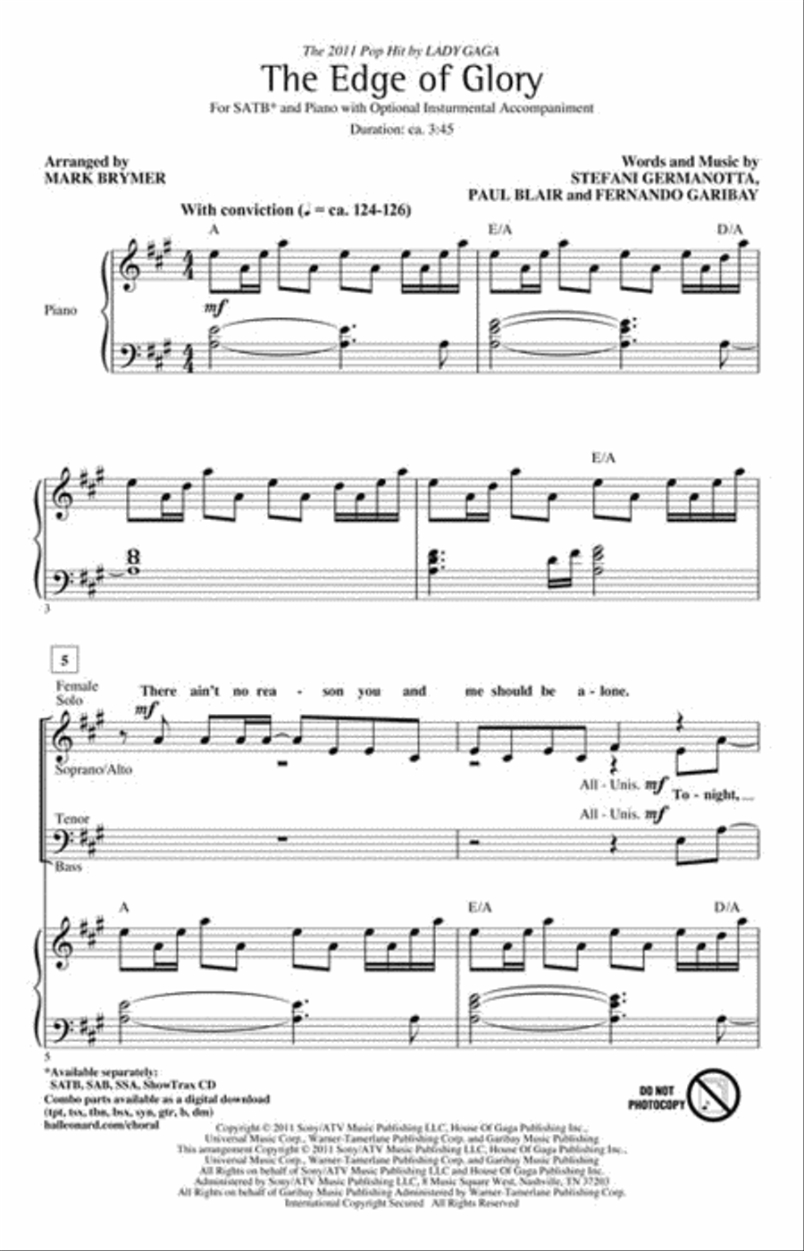 The Edge of Glory Choir scores gallery preview page 2