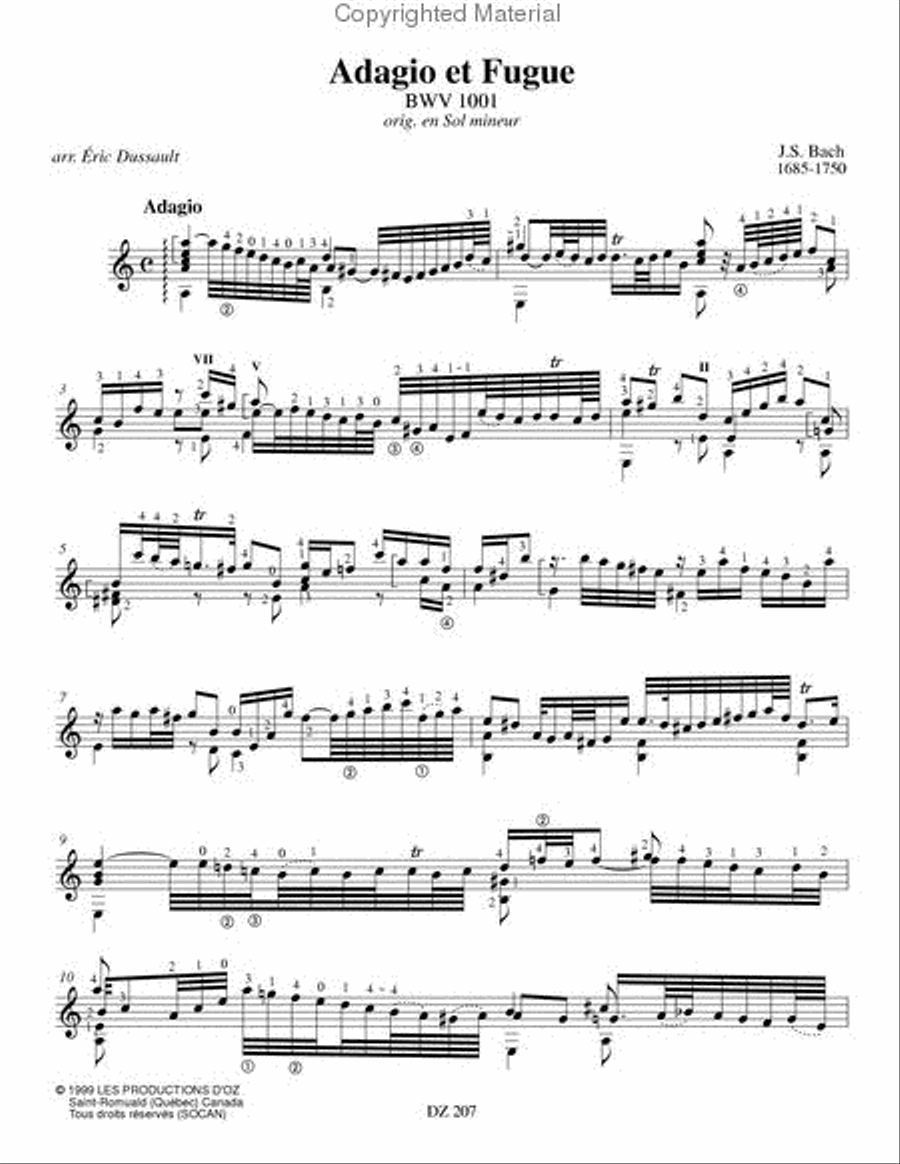 Adagio et Fugue, BWV 1001 Classical Guitar scores gallery preview page 2