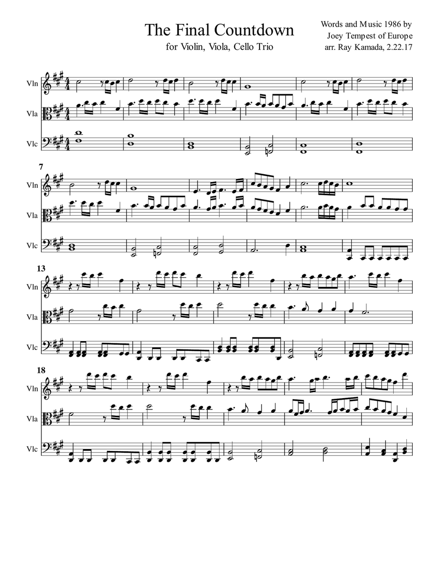 Final Countdown String Trio scores gallery preview page 1