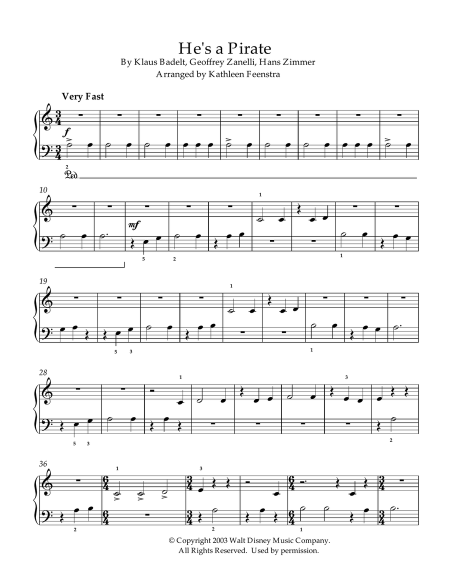 He's A Pirate Easy Piano scores gallery preview page 2