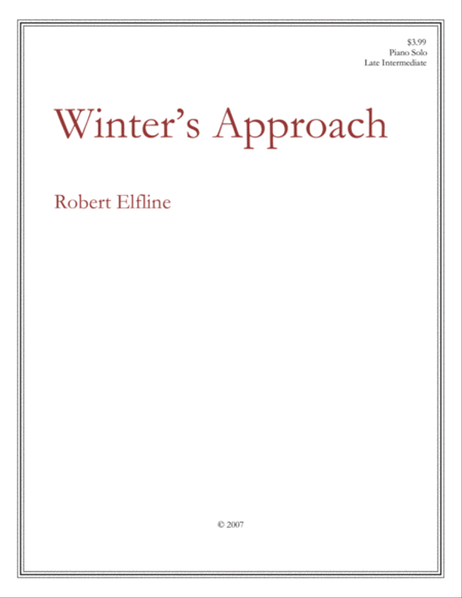 Winter's Approach Piano Solo scores gallery preview page 1