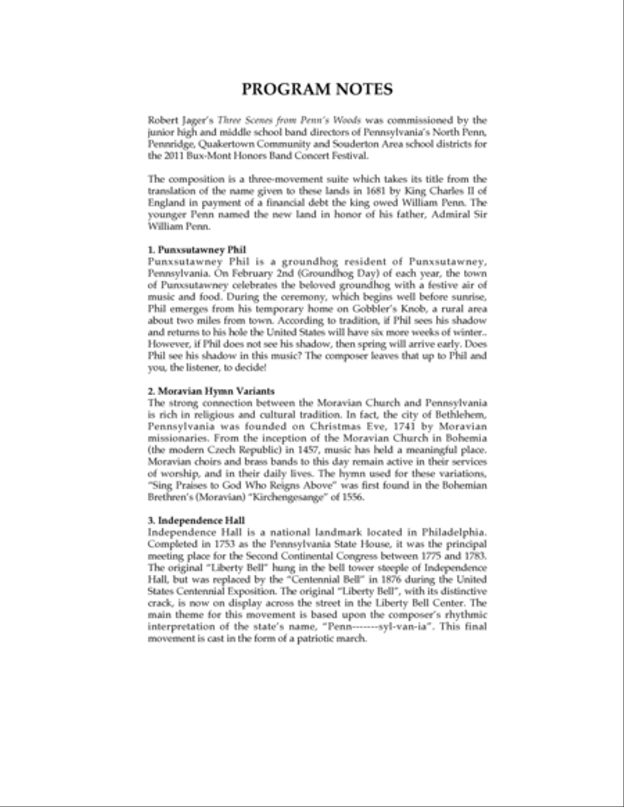 Three Scenes From Penn's Woods - Full Score Concert Band scores gallery preview page 2