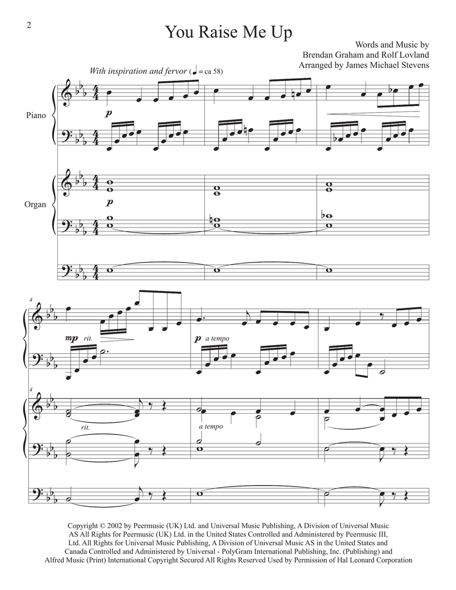 You Raise Me Up Piano scores gallery preview page 2