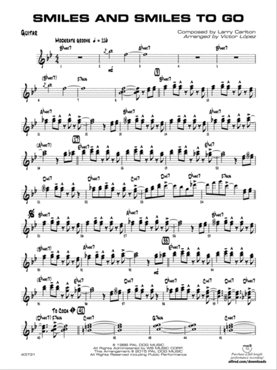 Smiles and Smiles to Go: Guitar Jazz Ensemble scores gallery preview page 1