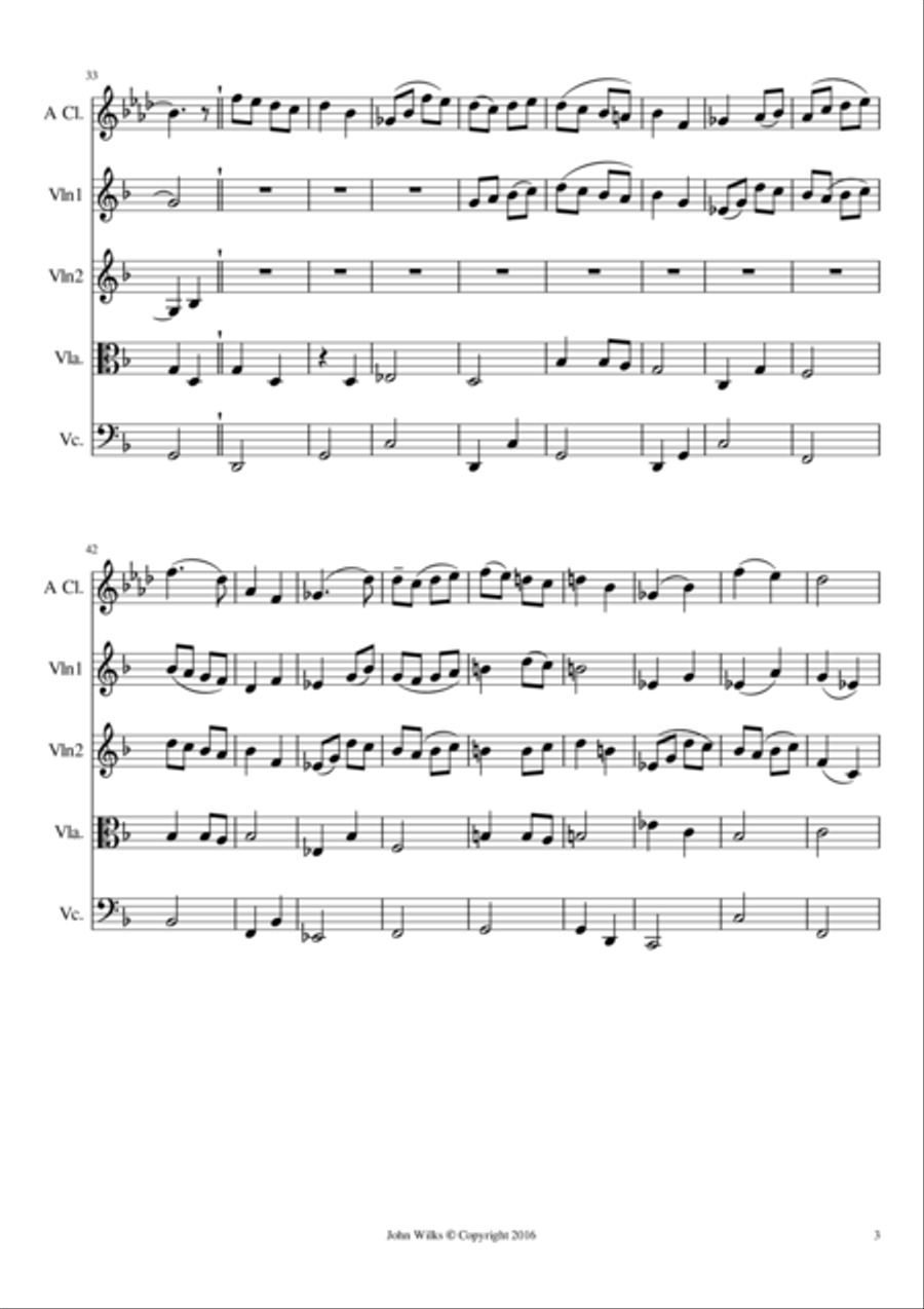 Gavotte - Clarinet quintet Clarinet Quintet scores gallery preview page 3