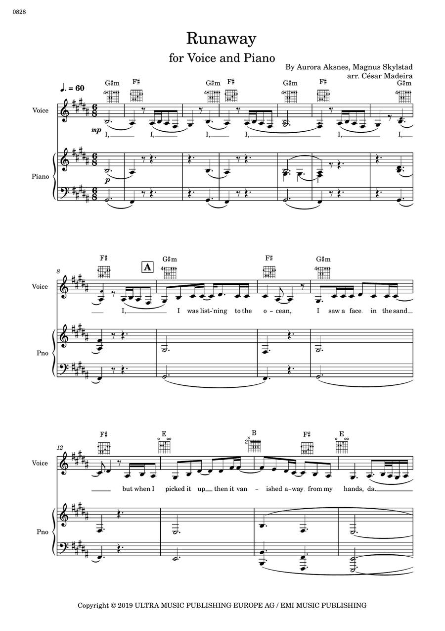 Runaway Runaway Piano, Vocal scores gallery preview page 2