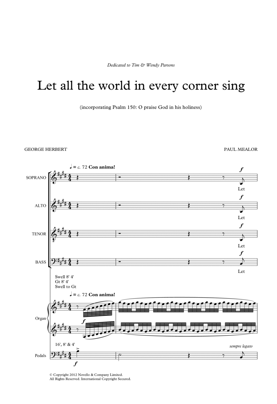 Let All The World In Every Corner Sing 4-Part scores gallery preview page 1
