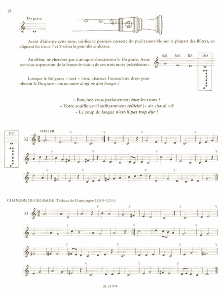 J'apprends La Flute A Bec (soprano) (recorder Solo)