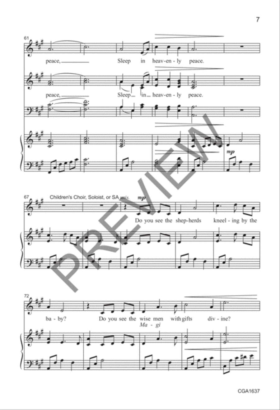 Love is in the Manger (SATB + Unison Combined Choirs) 4-Part scores gallery preview page 7