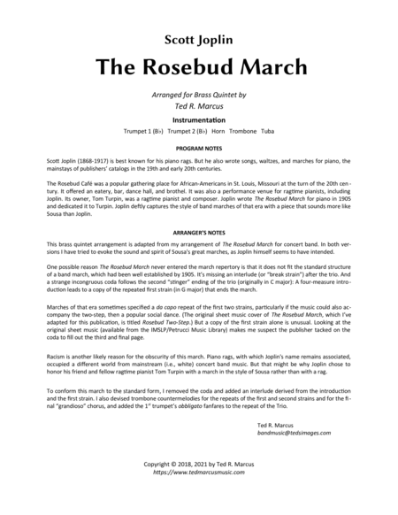 The Rosebud March for Brass Quintet image number null