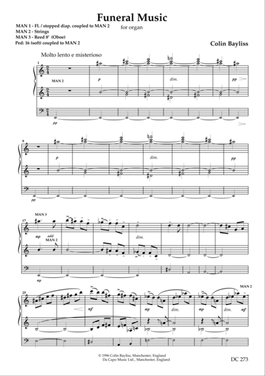 Funeral Music Organ Solo scores gallery preview page 1