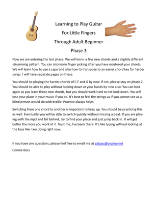 Basic Guitar Lessons for Little Fingers thru Teens/Adults - Phase 3 only