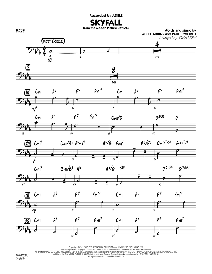 Skyfall - Bass Jazz Ensemble scores gallery preview page 1