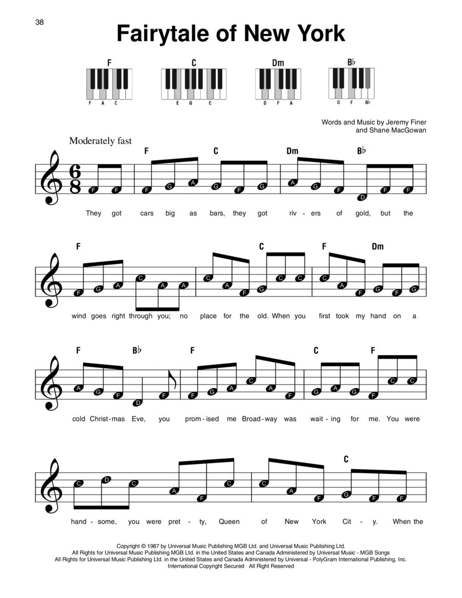 Fairytale Of New York Easy Piano scores gallery preview page 1