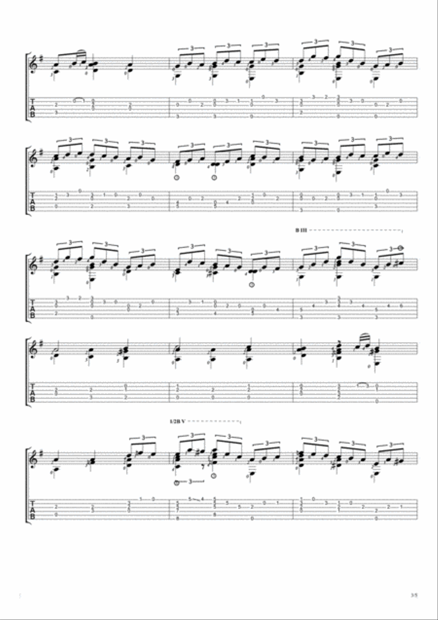 Jesu, Joy Of Man's Desiring (Solo Guitar Tablature) Classical Guitar scores gallery preview page 3
