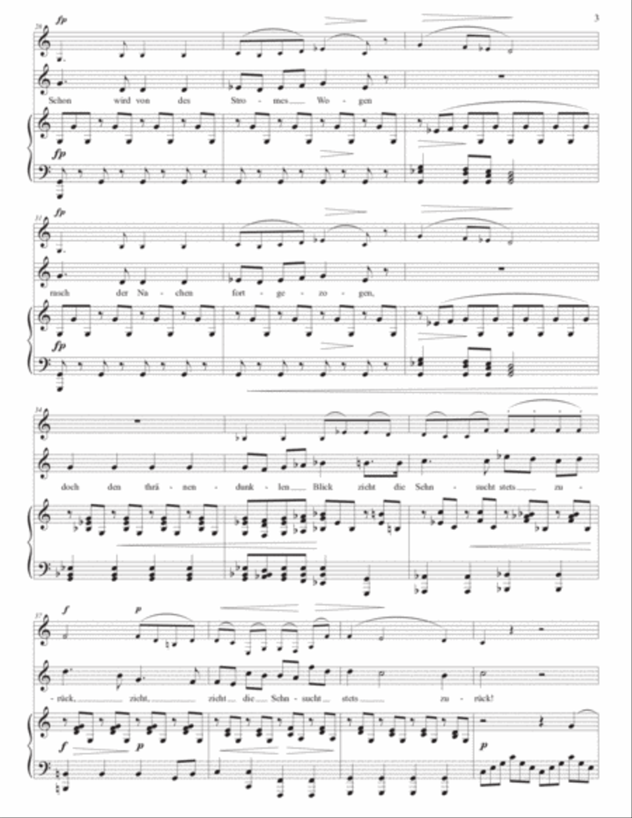 SCHUBERT: Auf dem Strom, D. 943 (transposed to C major) Voice scores gallery preview page 4
