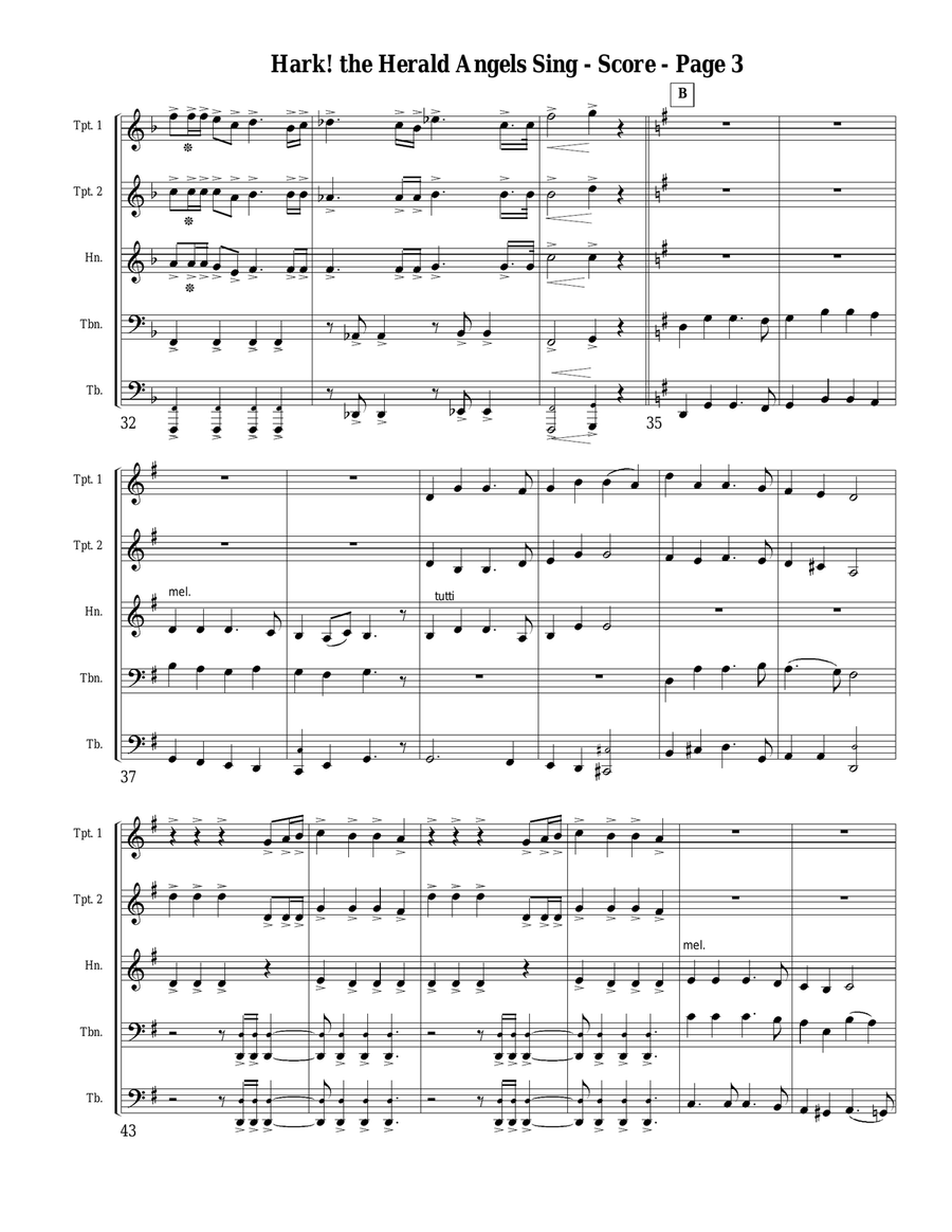 Hark the Herald Angels Sing for Brass Quintet Brass Quintet scores gallery preview page 3
