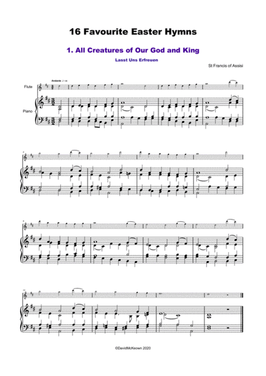 16 Favourite Easter Hymns for Solo Flute and Piano