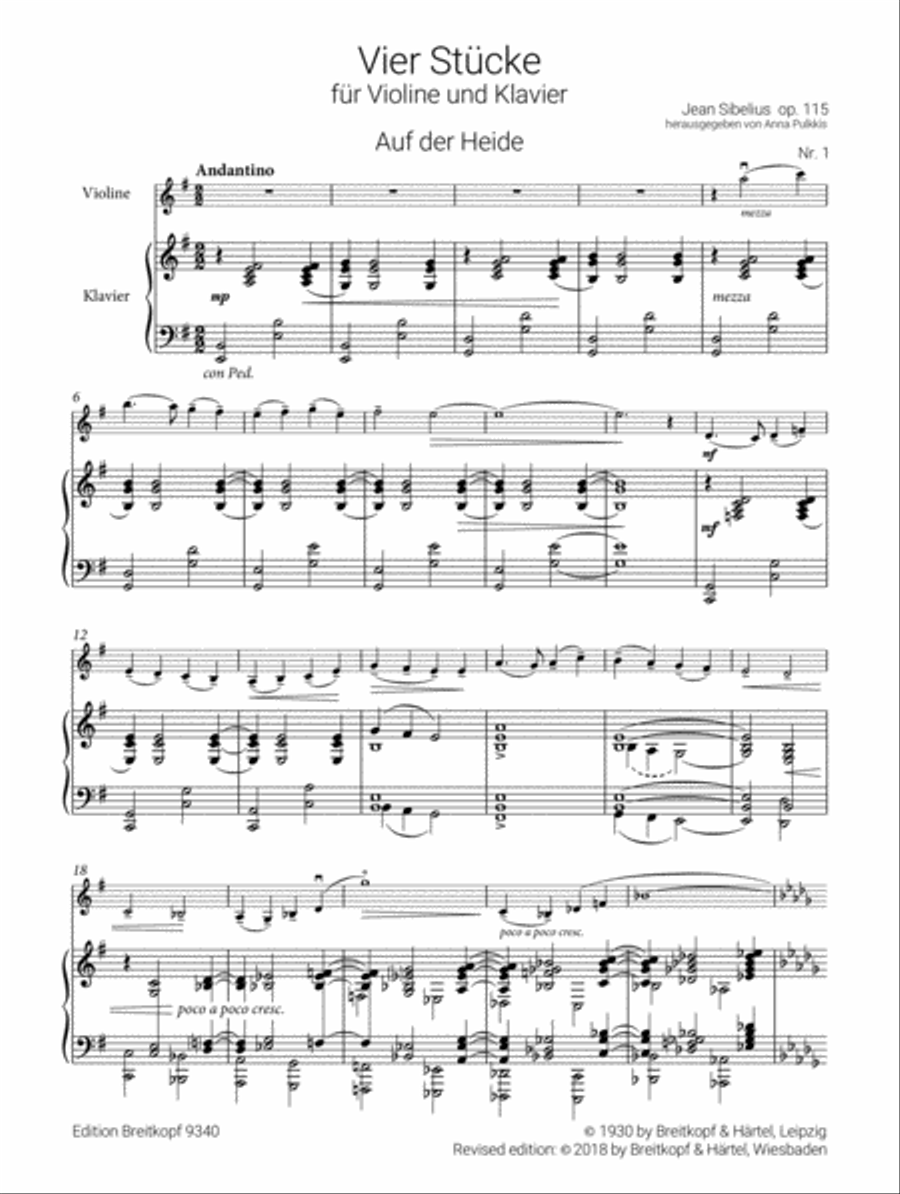 4 Pieces for Violin and Piano Op. 115 Violin Solo scores gallery preview page 2